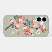 Retro Minimalist Sakura Flowers iPhone 16 Hoesje (Achterkant horizontaal)