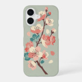 Retro Minimalist Sakura Flowers iPhone 16 Hoesje (Achterkant)