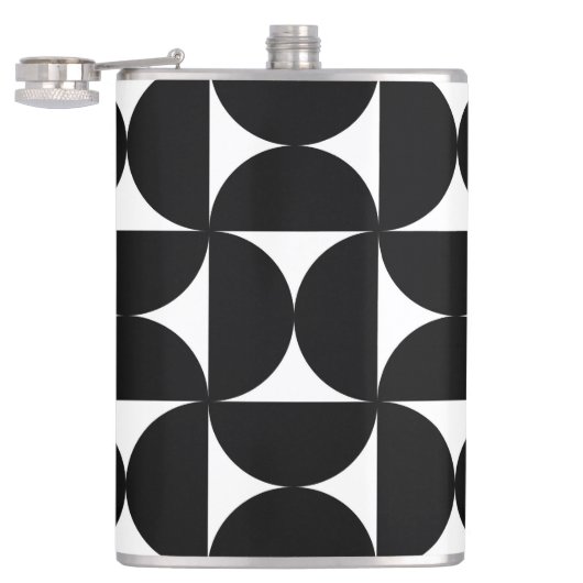 Retro Minimalist Style Black Geometric Bauhaus Heupfles (Geopend)
