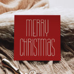 Retro minimalist Vrolijk Kerstfeest Rode Plein Feestdagenkaart<br><div class="desc">Merry Christmas Kaart: een op retro art deco geïnspireerde typografie voor een minimalistisch ontwerp met een originele vierkante vorm.</div>