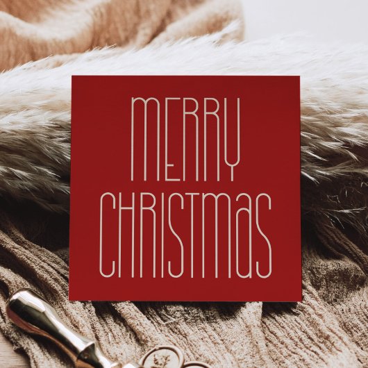 Retro minimalist Vrolijk Kerstfeest Rode Plein Feestdagenkaart