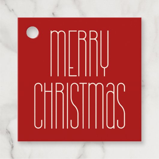 Retro minimalist vrolijk kerstrood bedankjes labels (Voorkant)