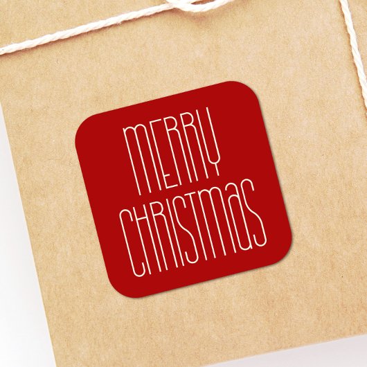 Retro minimalist vrolijk kerstrood vierkante sticker
