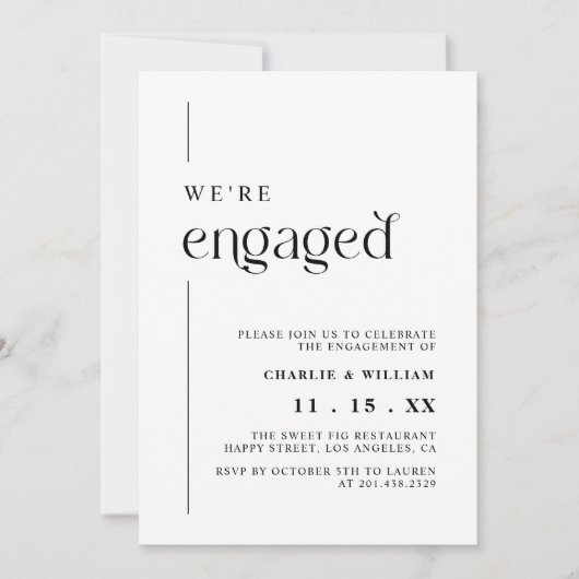 Retro Minimalist We're Engagement Party Kaart (Voorkant)