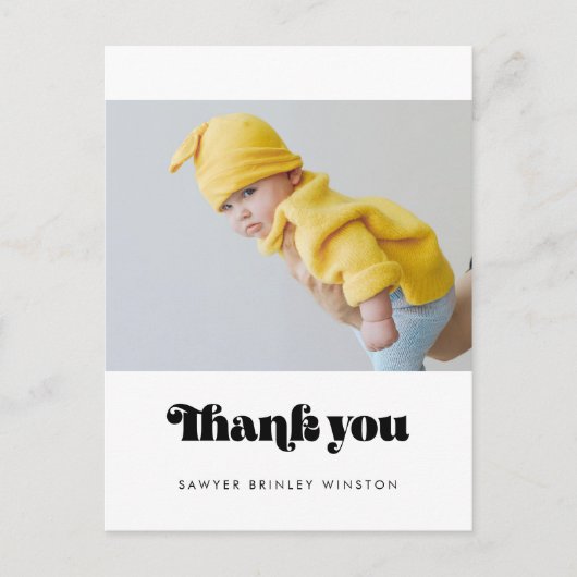 Retro minimalistisch Baby shower dank u Briefkaart (Voorkant)