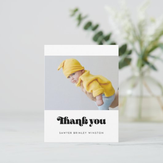 Retro minimalistisch Baby shower dank u Briefkaart (Staand voorkant)