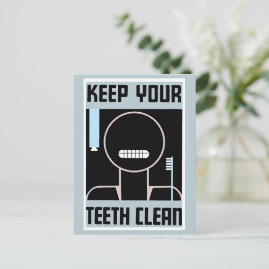 Retro minimalistisch en houd uw tanden schoon briefkaart (Staand voorkant)