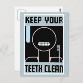 Retro minimalistisch en houd uw tanden schoon briefkaart (Voorkant / Achterkant)