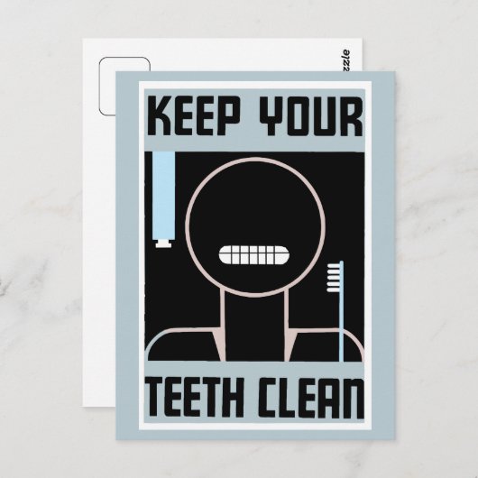 Retro minimalistisch en houd uw tanden schoon briefkaart (Voorkant / Achterkant)