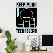 Retro minimalistisch en houd uw tanden schoon poster (Thuiskantoor)
