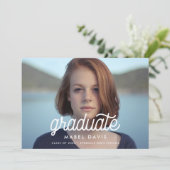 Retro minimalistisch foto-afstuderen aankondiging (Staand voorkant)