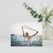 Retro minimalistisch Foto afstuderen bedankt Briefkaart (Staand voorkant)