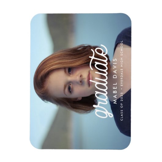 Retro minimalistisch foto-afstuderen magneet (Verticaal)