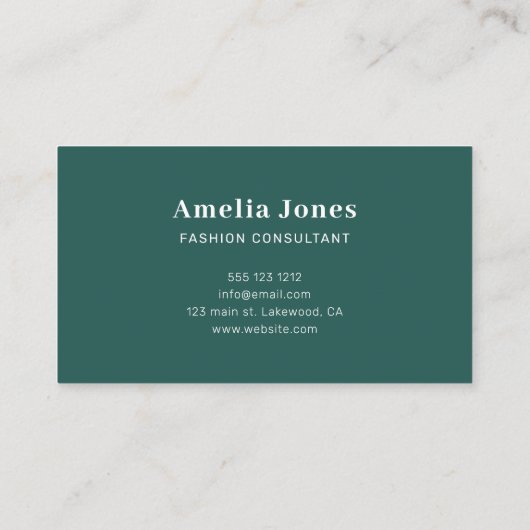 Retro Minimalistisch Groen Visitekaartje (Achterkant)