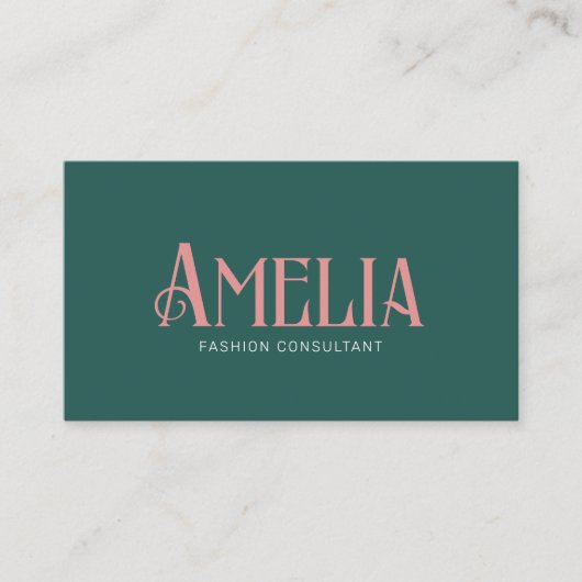 Retro Minimalistisch Groen Visitekaartje (Voorkant)