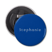 Retro  Minimalistisch Modern Blauw Button Flesopener (Voorkant)