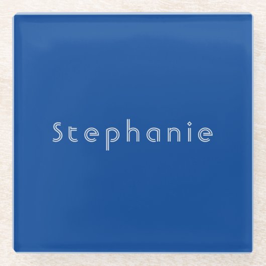 Retro  Minimalistisch Modern Blauw Glazen Onderzetter (Voorkant)