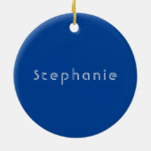 Retro  Minimalistisch Modern Blauw Keramisch Ornament (Achterkant)