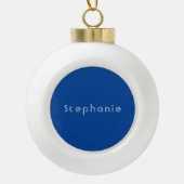 Retro  Minimalistisch Modern Blauw Keramische Bal Ornament (Voorkant)