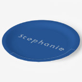 Retro Minimalistisch Modern Blauw Papieren Bordje (Gekanteld)