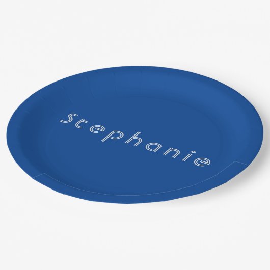 Retro Minimalistisch Modern Blauw Papieren Bordje (Gekanteld)