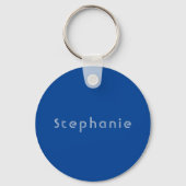 Retro  Minimalistisch Modern Blauw Sleutelhanger (Voorkant)