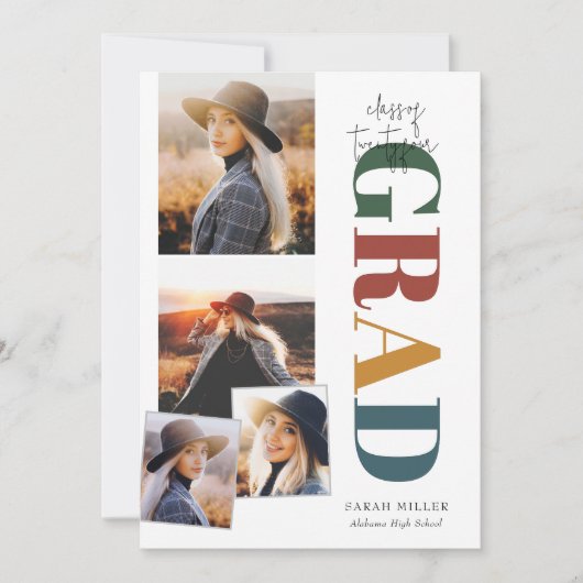 Retro Minimalistisch Modern Verticaal 5 Pics Afstu Kaart (Voorkant)