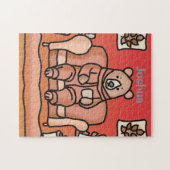 Retro minimalistisch Schattige ontspannen Beer | g Legpuzzel (Horizontaal)