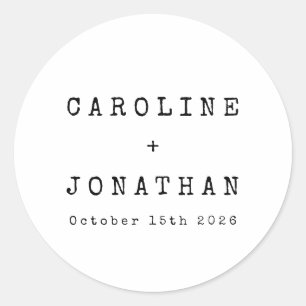 Retro Minimalistisch White Type writer Custom Wedd Ronde Sticker