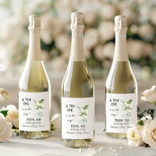 Retro Minimalistische A Tini One Martini Baby Show Sparkling Wijnetiket