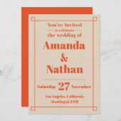 Retro minimalistische aangepaste bruiloft uitnodig kaart (Voorkant / Achterkant)