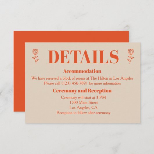 Retro minimalistische aangepaste details Kaarten (Voorkant / Achterkant)