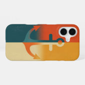 Retro minimalistische anker iPhone 16 hoesje (Achterkant horizontaal)