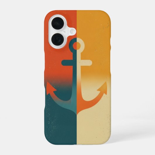 Retro minimalistische anker iPhone 16 hoesje (Achterkant)
