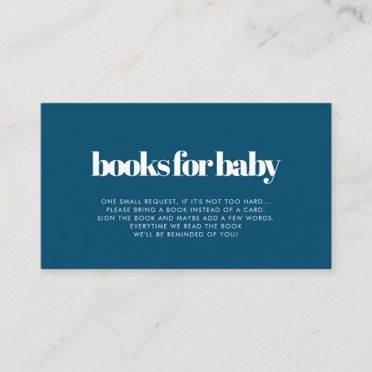 Retro minimalistische baby shower boek aanvraagkaa informatiekaartje (Voorkant)