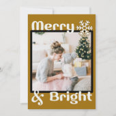 Retro Minimalistische Bruine Sneeuwvlok Kerstfoto Feestdagenkaart (Voorkant)