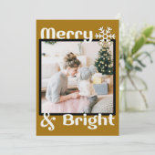 Retro Minimalistische Bruine Sneeuwvlok Kerstfoto Feestdagenkaart (Staand voorkant)