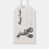 Retro Minimalistische Bunny Bike Egg Basket Pasen Cadeaulabel (Voorkant)