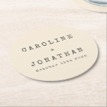 Retro minimalistische crème typemachine aangepaste ronde kartonnen onderzetter<br><div class="desc">Retro Minimalistische Typewriter Font Custom Wedding Ronde Papier Onderzetter in Cream</div>