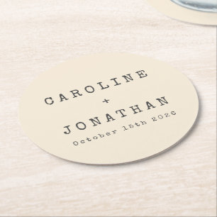 Retro minimalistische crème typemachine aangepaste ronde kartonnen onderzetter