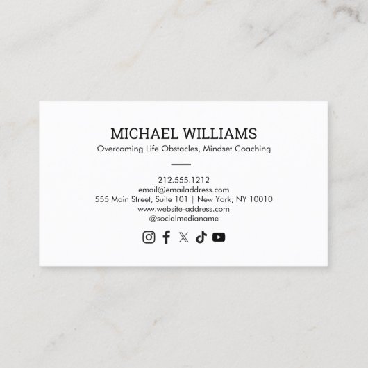 Retro Minimalistische Eclipse Serenity Life Coach, Visitekaartje (Achterkant)