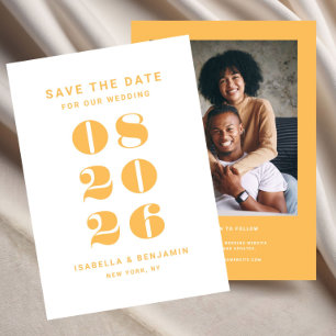 Retro Minimalistische Foto Huwelijk Save The Date