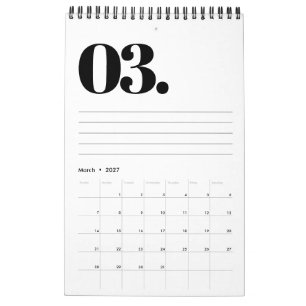 Retro Minimalistische Geen Foto Zwart en Wit 2027 Kalender