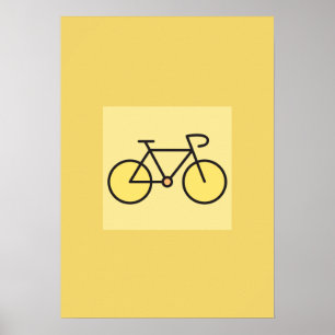 Retro minimalistische gele fiets kunst kinderkamer poster