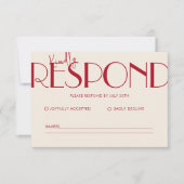 Retro minimalistische geruit patroon rode bruiloft RSVP kaartje (Voorkant)