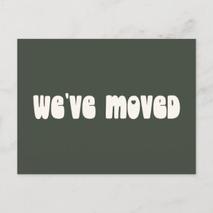 Retro minimalistische groene verhuisbericht nieuwe briefkaart