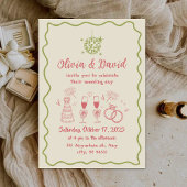 Retro minimalistische hand getekend Roze, groen Hu Kaart