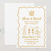 Retro minimalistische hand getrokken wit, goud Tro Kaart (Voorkant / Achterkant)