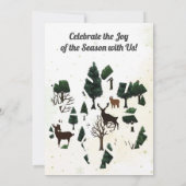 Retro minimalistische herten tussen vakantiebomen kaart (Achterkant)