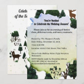 Retro minimalistische herten tussen vakantiebomen kaart (Voorkant / Achterkant)